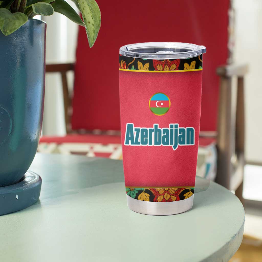 Azerbaijan Folk Floral Tumbler Cup with Traditional Carpet-Inspired Pattern