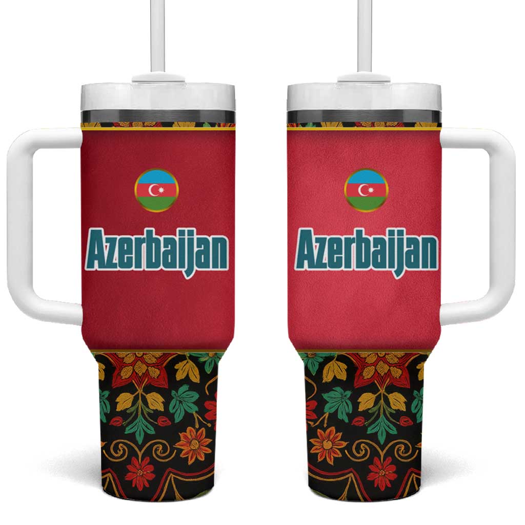 Azerbaijan Folk Floral Tumbler With Handle with Traditional Carpet-Inspired Pattern