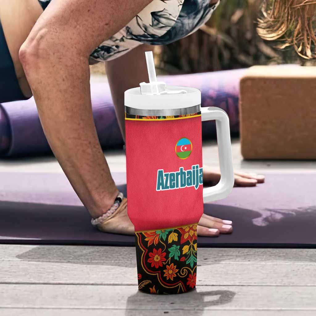 Azerbaijan Folk Floral Tumbler With Handle with Traditional Carpet-Inspired Pattern