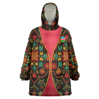 Azerbaijan Folk Floral Wearable Blanket Hoodie with Traditional Carpet-Inspired Pattern