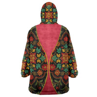Azerbaijan Folk Floral Wearable Blanket Hoodie with Traditional Carpet-Inspired Pattern