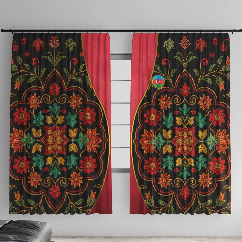 Azerbaijan Folk Floral Window Curtain with Traditional Carpet-Inspired Pattern