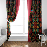Azerbaijan Folk Floral Window Curtain with Traditional Carpet-Inspired Pattern