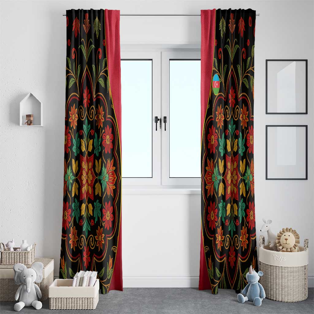 Azerbaijan Folk Floral Window Curtain with Traditional Carpet-Inspired Pattern
