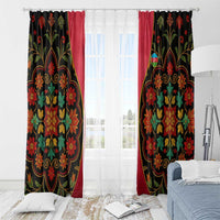 Azerbaijan Folk Floral Window Curtain with Traditional Carpet-Inspired Pattern