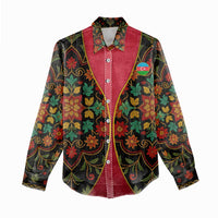 Azerbaijan Folk Floral Women Casual Shirt with Traditional Carpet-Inspired Pattern