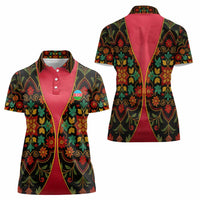 Azerbaijan Folk Floral Women Polo Shirt with Traditional Carpet-Inspired Pattern