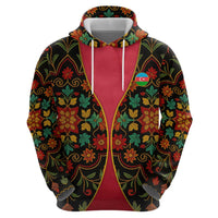 Azerbaijan Folk Floral Zip Hoodie with Traditional Carpet-Inspired Pattern