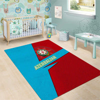 Azerbaijan National Emblem Area Rug with Modern Flag Color Block Design - Wonder Print Shop