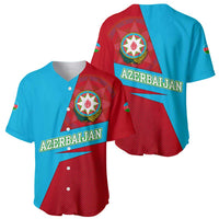 Azerbaijan National Emblem Baseball Jersey with Modern Flag Color Block Design - Wonder Print Shop