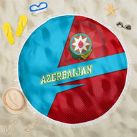 Azerbaijan National Emblem Beach Blanket with Modern Flag Color Block Design - Wonder Print Shop