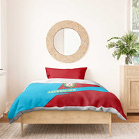 Azerbaijan National Emblem Bedding Set with Modern Flag Color Block Design - Wonder Print Shop