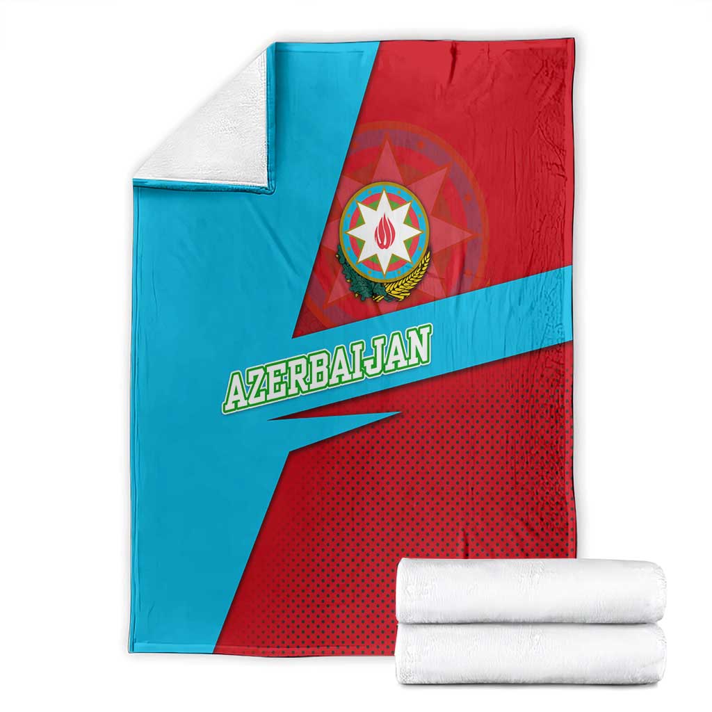 Azerbaijan National Emblem Blanket with Modern Flag Color Block Design - Wonder Print Shop