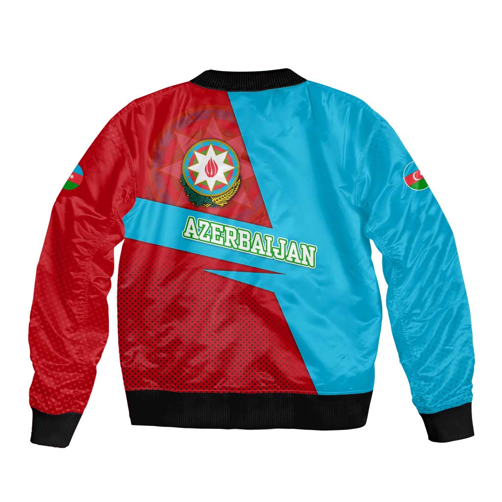 Azerbaijan National Emblem Bomber Jacket with Modern Flag Color Block Design - Wonder Print Shop