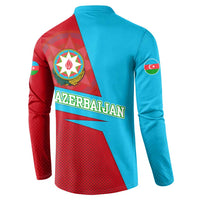 Azerbaijan National Emblem Button Sweatshirt with Modern Flag Color Block Design - Wonder Print Shop