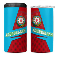 Azerbaijan National Emblem 4 in 1 Can Cooler Tumbler with Modern Flag Color Block Design - Wonder Print Shop