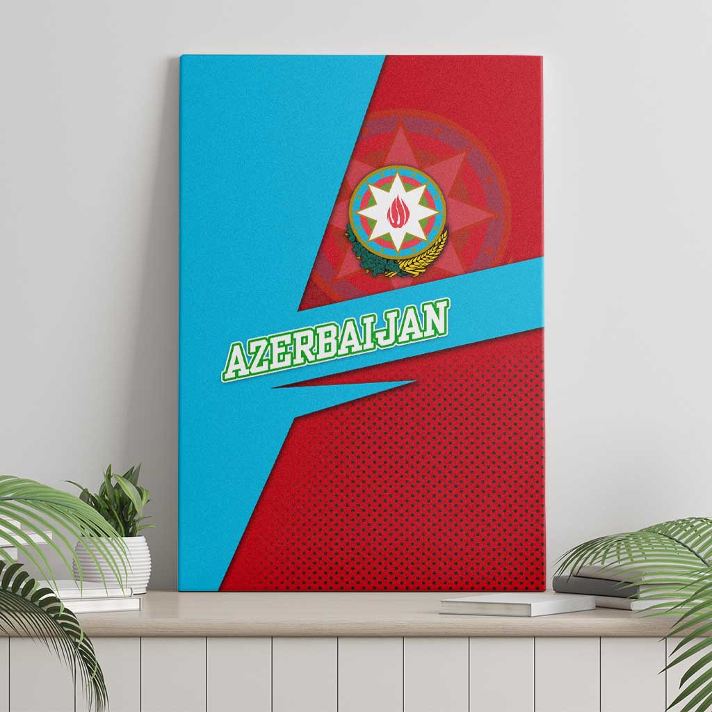 Azerbaijan National Emblem Canvas Wall Art with Modern Flag Color Block Design - Wonder Print Shop
