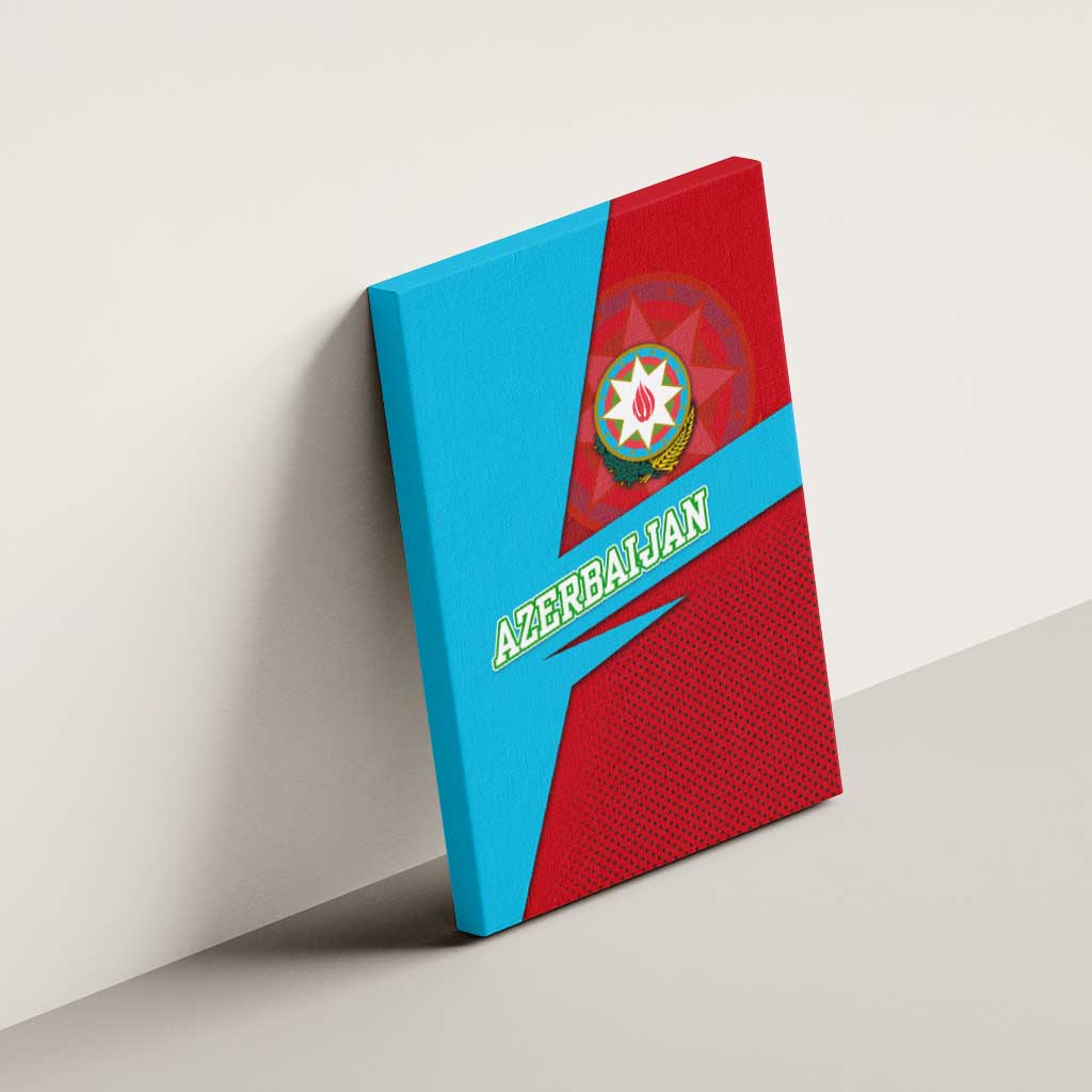 Azerbaijan National Emblem Canvas Wall Art with Modern Flag Color Block Design - Wonder Print Shop