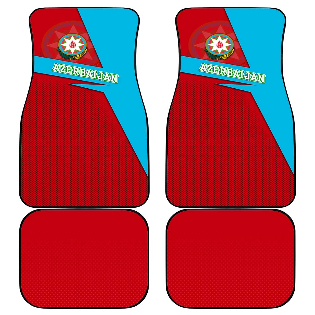 Azerbaijan National Emblem Car Mats with Modern Flag Color Block Design - Wonder Print Shop