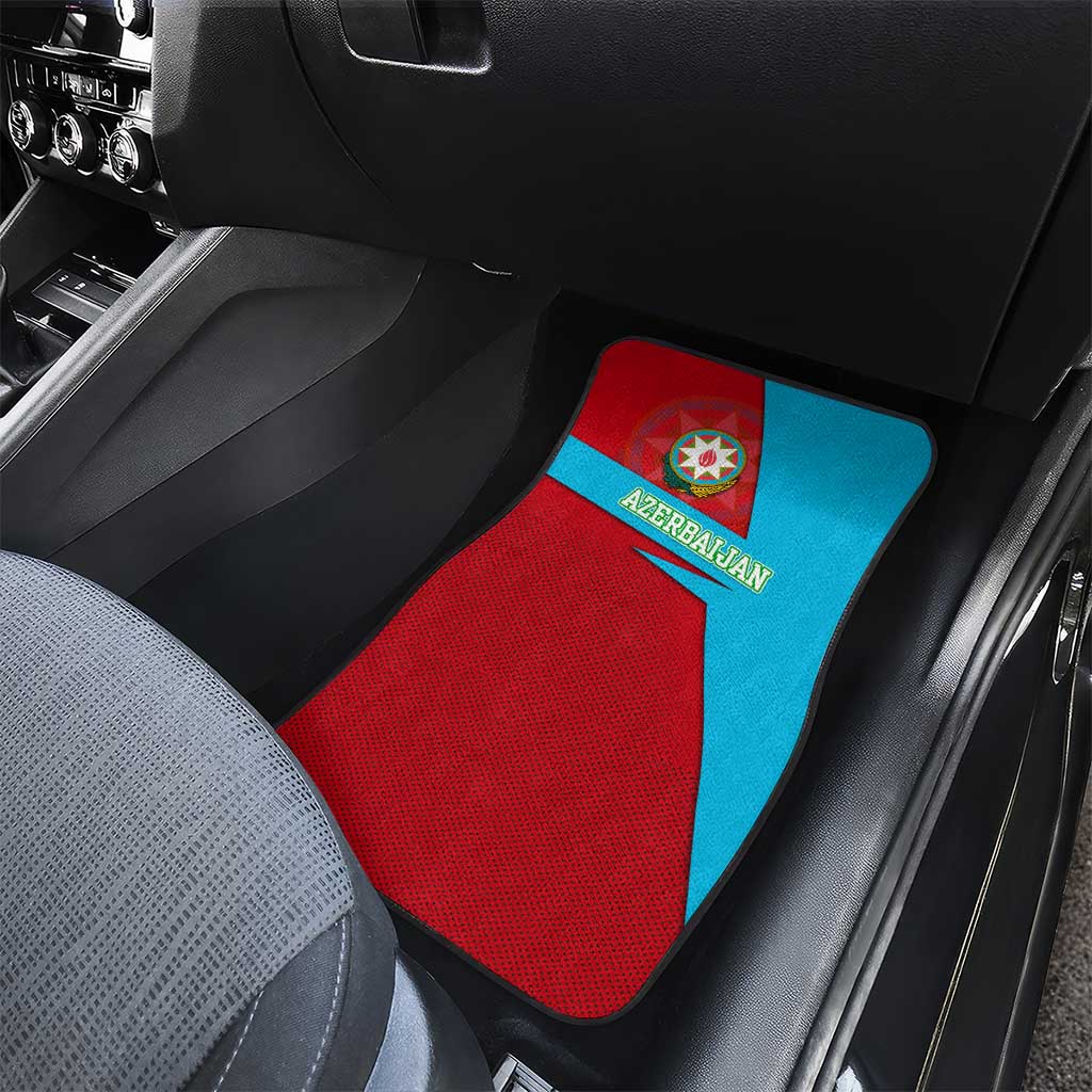 Azerbaijan National Emblem Car Mats with Modern Flag Color Block Design - Wonder Print Shop