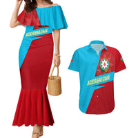 Azerbaijan National Emblem Couples Matching Mermaid Dress and Hawaiian Shirt with Modern Flag Color Block Design - Wonder Print Shop