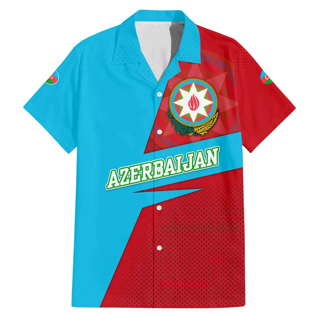 Azerbaijan National Emblem Family Matching Mermaid Dress and Hawaiian Shirt with Modern Flag Color Block Design - Wonder Print Shop