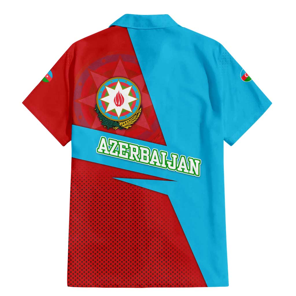 Azerbaijan National Emblem Family Matching Mermaid Dress and Hawaiian Shirt with Modern Flag Color Block Design - Wonder Print Shop