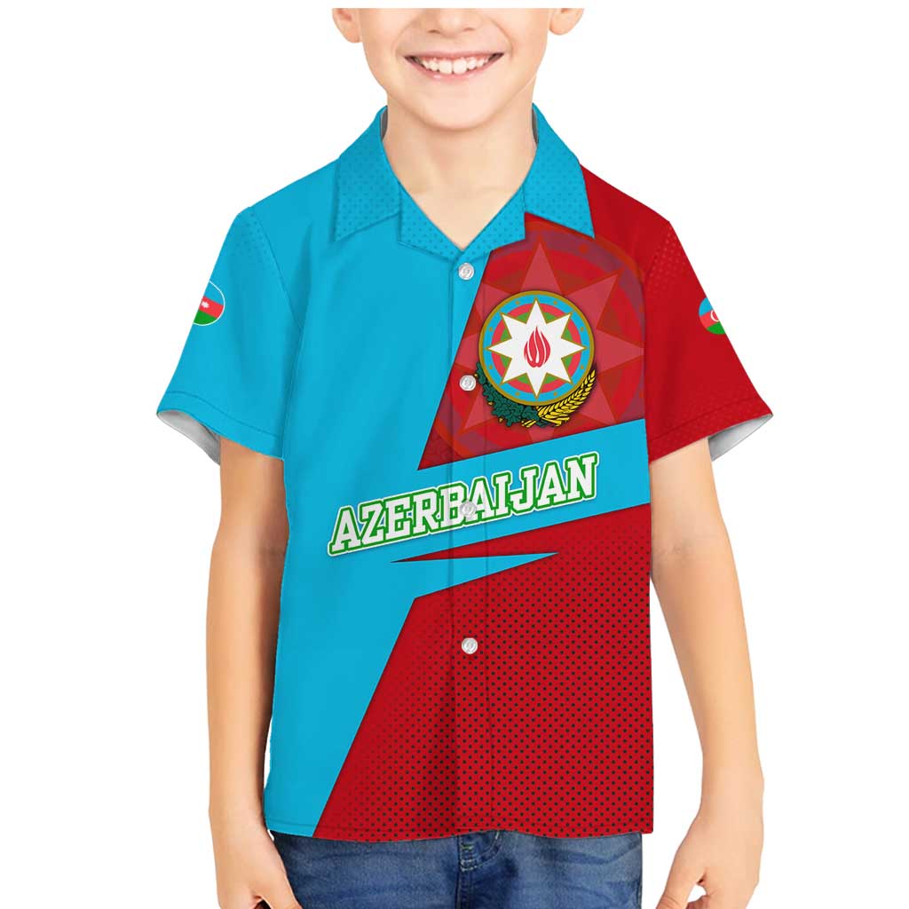 Azerbaijan National Emblem Family Matching Mermaid Dress and Hawaiian Shirt with Modern Flag Color Block Design - Wonder Print Shop