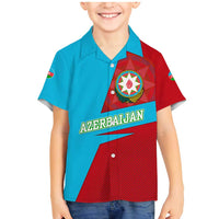 Azerbaijan National Emblem Family Matching Mermaid Dress and Hawaiian Shirt with Modern Flag Color Block Design - Wonder Print Shop