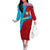 Azerbaijan National Emblem Family Matching Off The Shoulder Long Sleeve Dress and Hawaiian Shirt with Modern Flag Color Block Design - Wonder Print Shop