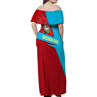 Azerbaijan National Emblem Family Matching Off Shoulder Maxi Dress and Hawaiian Shirt with Modern Flag Color Block Design - Wonder Print Shop