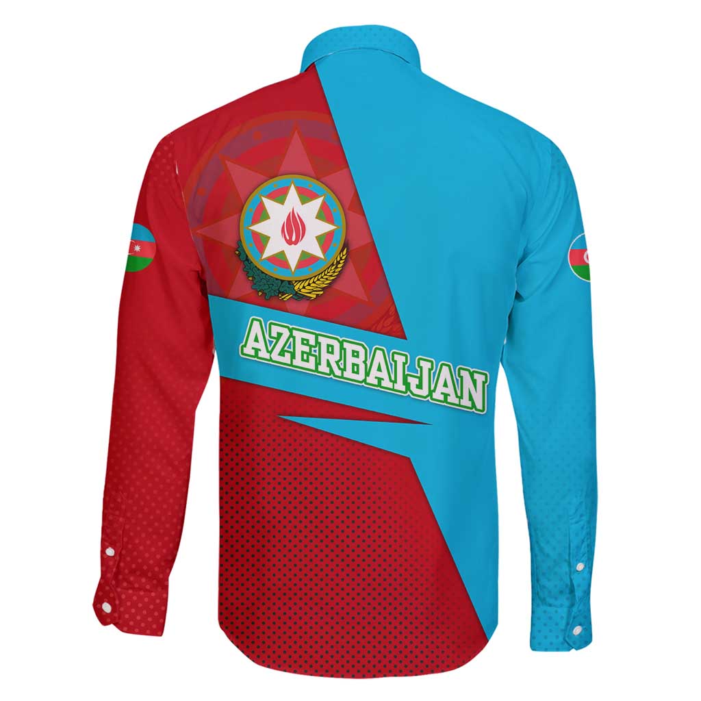 Azerbaijan National Emblem Family Matching Off Shoulder Short Dress and Hawaiian Shirt with Modern Flag Color Block Design - Wonder Print Shop