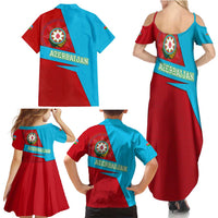 Azerbaijan National Emblem Family Matching Summer Maxi Dress and Hawaiian Shirt with Modern Flag Color Block Design - Wonder Print Shop