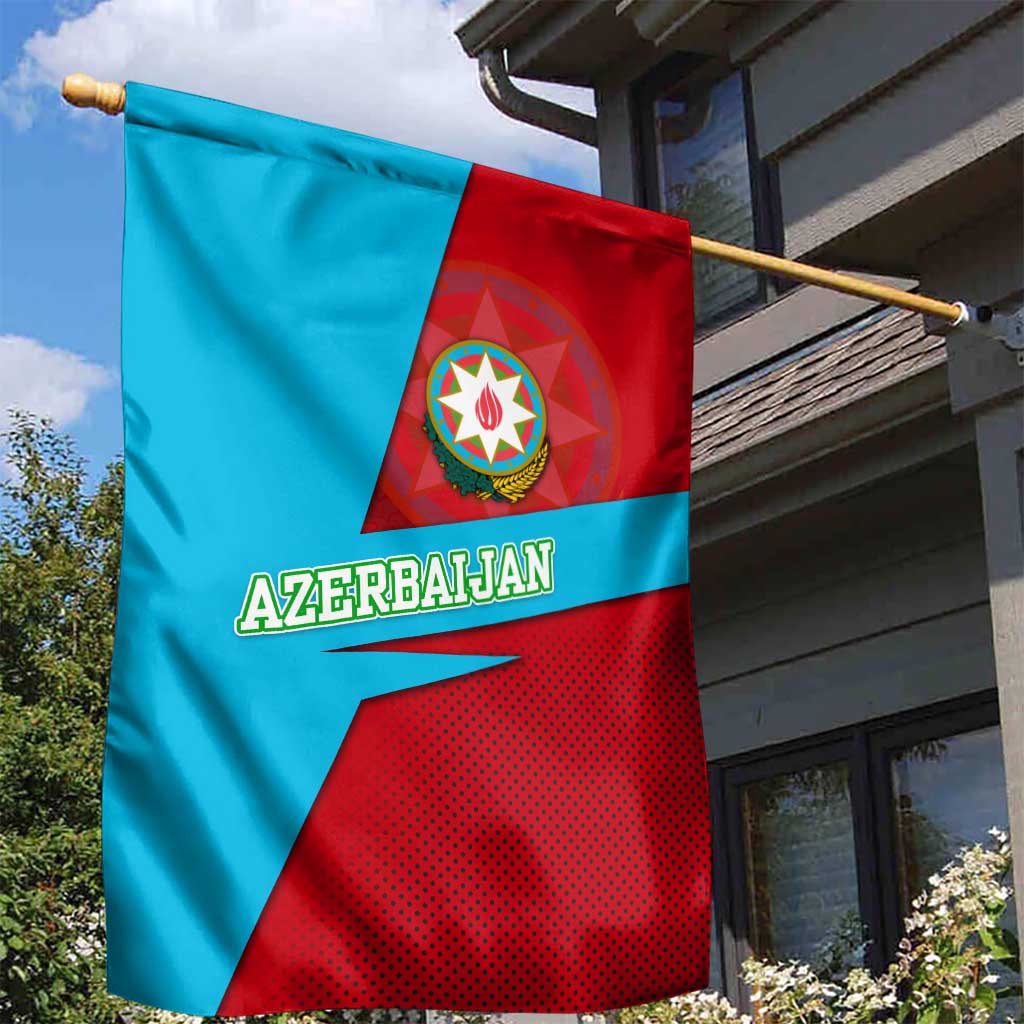 Azerbaijan National Emblem Garden Flag with Modern Flag Color Block Design - Wonder Print Shop