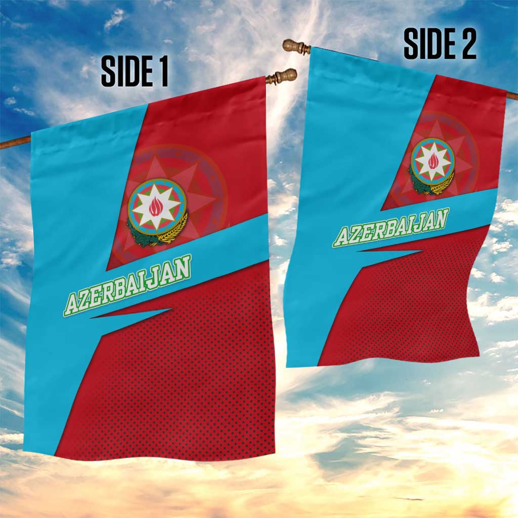 Azerbaijan National Emblem Garden Flag with Modern Flag Color Block Design - Wonder Print Shop