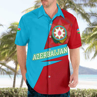 Azerbaijan National Emblem Hawaiian Shirt with Modern Flag Color Block Design - Wonder Print Shop
