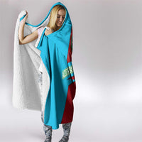 Azerbaijan National Emblem Hooded Blanket with Modern Flag Color Block Design - Wonder Print Shop