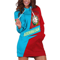 Azerbaijan National Emblem Hoodie Dress with Modern Flag Color Block Design - Wonder Print Shop