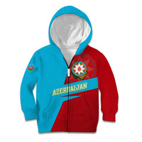 Azerbaijan National Emblem Kid Hoodie with Modern Flag Color Block Design - Wonder Print Shop