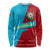 Azerbaijan National Emblem Long Sleeve Shirt with Modern Flag Color Block Design - Wonder Print Shop