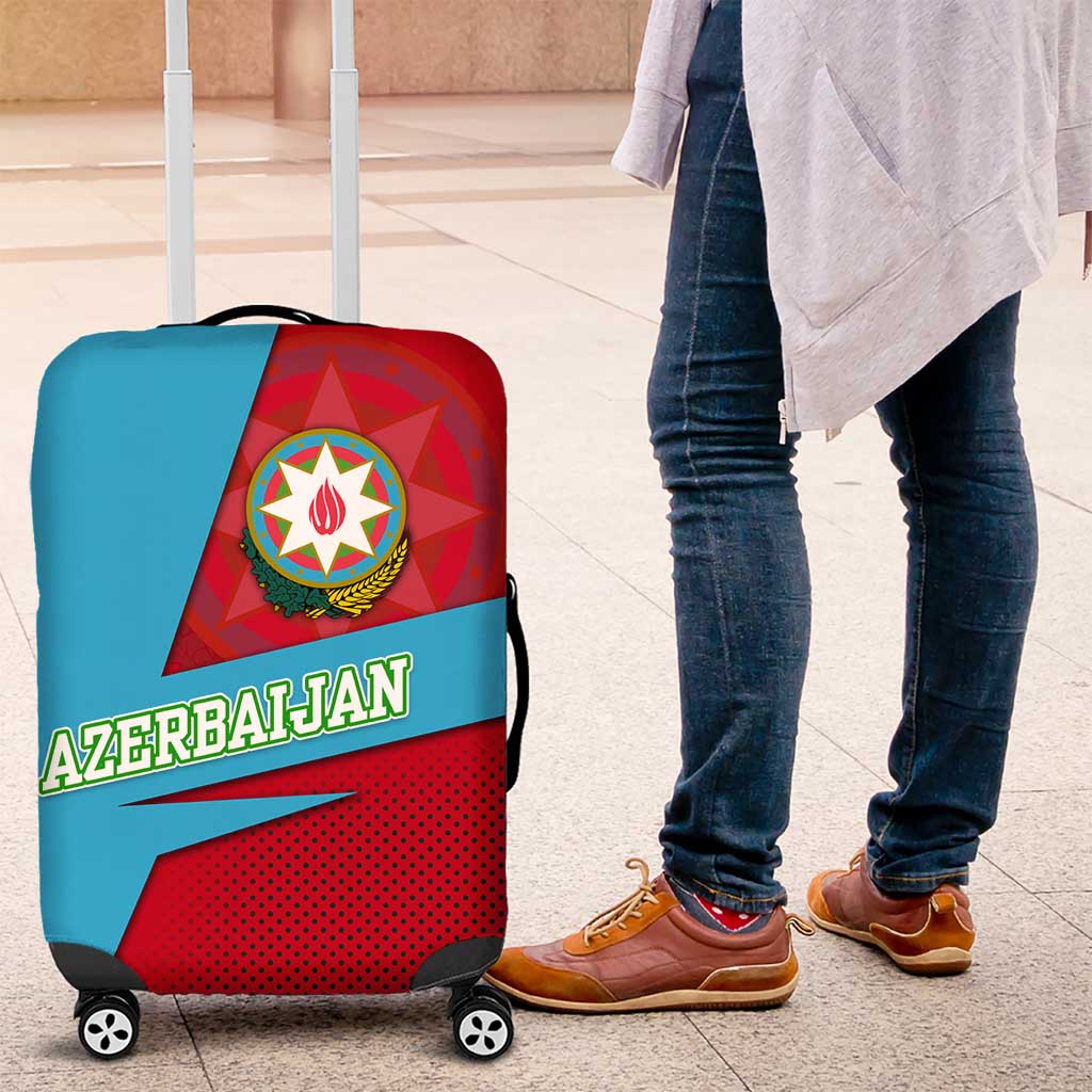 Azerbaijan National Emblem Luggage Cover with Modern Flag Color Block Design - Wonder Print Shop