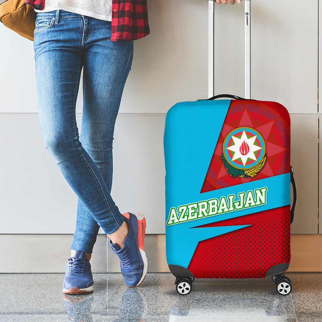 Azerbaijan National Emblem Luggage Cover with Modern Flag Color Block Design - Wonder Print Shop