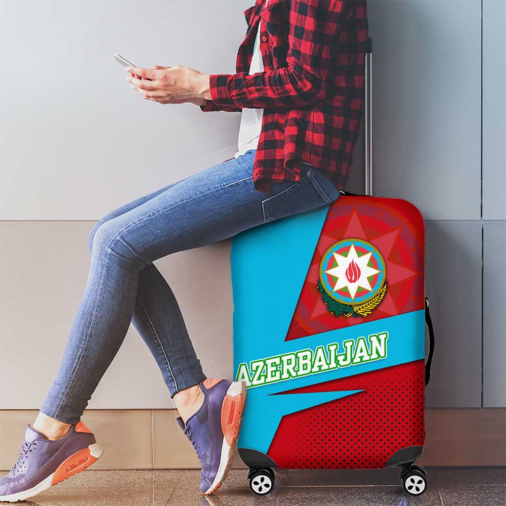Azerbaijan National Emblem Luggage Cover with Modern Flag Color Block Design - Wonder Print Shop