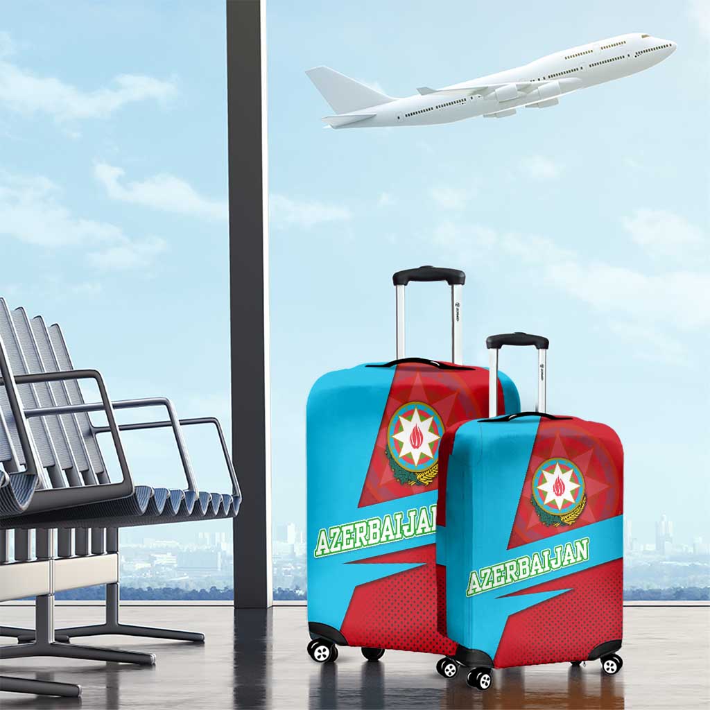 Azerbaijan National Emblem Luggage Cover with Modern Flag Color Block Design - Wonder Print Shop