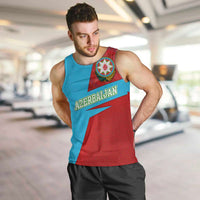Azerbaijan National Emblem Men Tank Top with Modern Flag Color Block Design - Wonder Print Shop