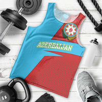 Azerbaijan National Emblem Men Tank Top with Modern Flag Color Block Design - Wonder Print Shop