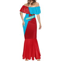 Azerbaijan National Emblem Mermaid Dress with Modern Flag Color Block Design - Wonder Print Shop