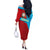 Azerbaijan National Emblem Off The Shoulder Long Sleeve Dress with Modern Flag Color Block Design - Wonder Print Shop