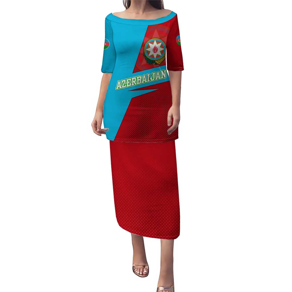 Azerbaijan National Emblem Puletasi with Modern Flag Color Block Design - Wonder Print Shop