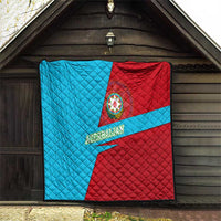 Azerbaijan National Emblem Quilt with Modern Flag Color Block Design - Wonder Print Shop
